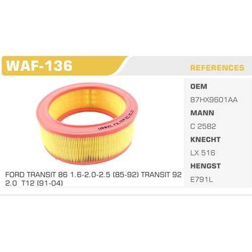 WINKEL WAF-136 FORD TRANSIT T12 HAVA FILTRESI